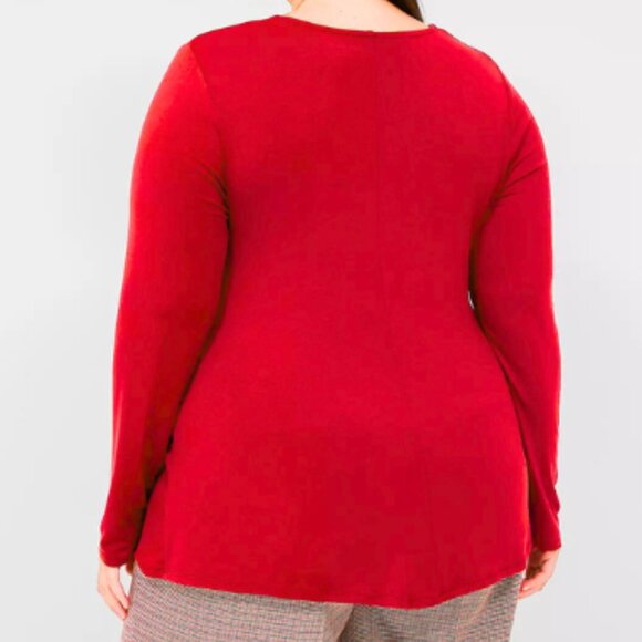 Lane Bryant Top Swing Blouse Women's Size 22-24 (3X) Cabernet Twist Front V-Neck - Picture 2 of 5